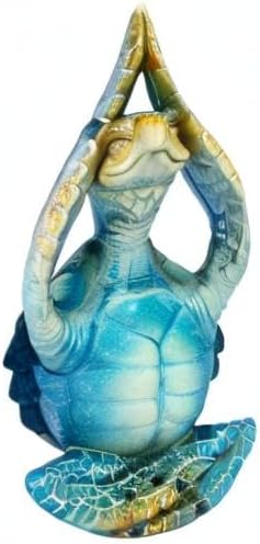 VVGIFTS Sea Turtle Meditation Yoga Decor, Garden Figurine Sea Turtle Meditating Coastal Beach Decorations, Zen Yoga Resin Statue for Home Office Decorations (Put the Palm Separate)