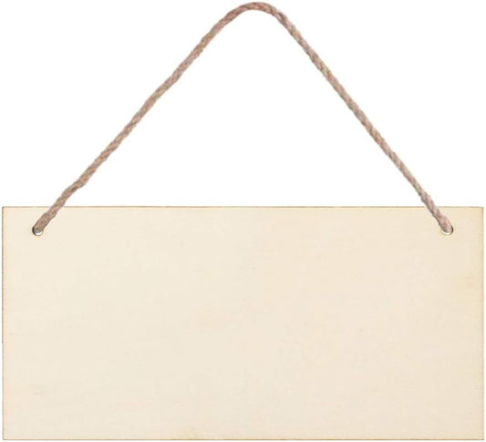 JANOU 3pcs Unfinished Wood Sign Blank Rectangle Hanging Wooden Plaque DIY Craft Project Wood Sign with Rope Door Wall Art Decorative, 6x12''