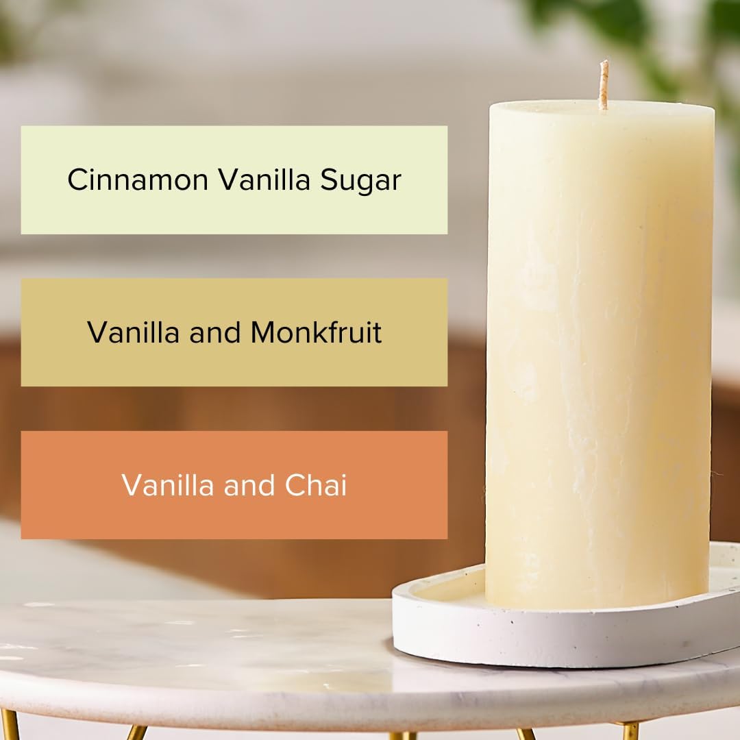 Simply Soson Warm Vanilla Scented Candle Set - 3x6 Ivory Pillar Candles for Home, Aromatherapy, Women, Fall