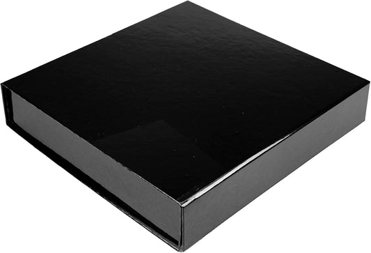 CECOBOX - Gift Boxes with Lids for Presents 9.5"x9.5"x1.75" - Glossy, Collapsible Magnetic Closure Gift Box - Groomsmen & Bridesmaid Proposal Boxes, Wedding, PR, Birthdays, Holidays (White)