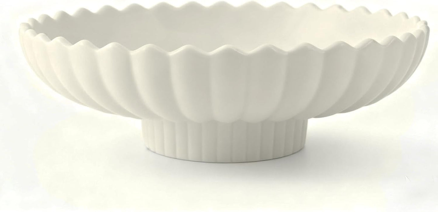 Large Decorative Bowl, 10.6-Inch Handmade Modern Ceramic Centerpiece Bowl with Scalloped Edge, Perfect as Fruit Bowl, Key & Jewelry Catchall, Candy Bowl for Home, Kitchen, Entryway Table Decor