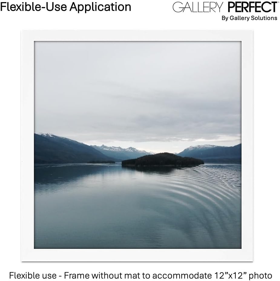 Gallery Perfect 12x12 Picture Frames, 9 Piece Set with Real Glass Cover for 8x8 Photos With Mat, Picture Frames Collage Wall Decor for Gallery Wall, Home Decor, Black