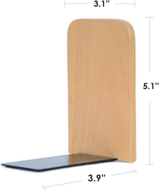 Pandapark Wood,Non-Skid Bookend for Shelves,Heavy Duty,Book Stand for CDs,1 Pair