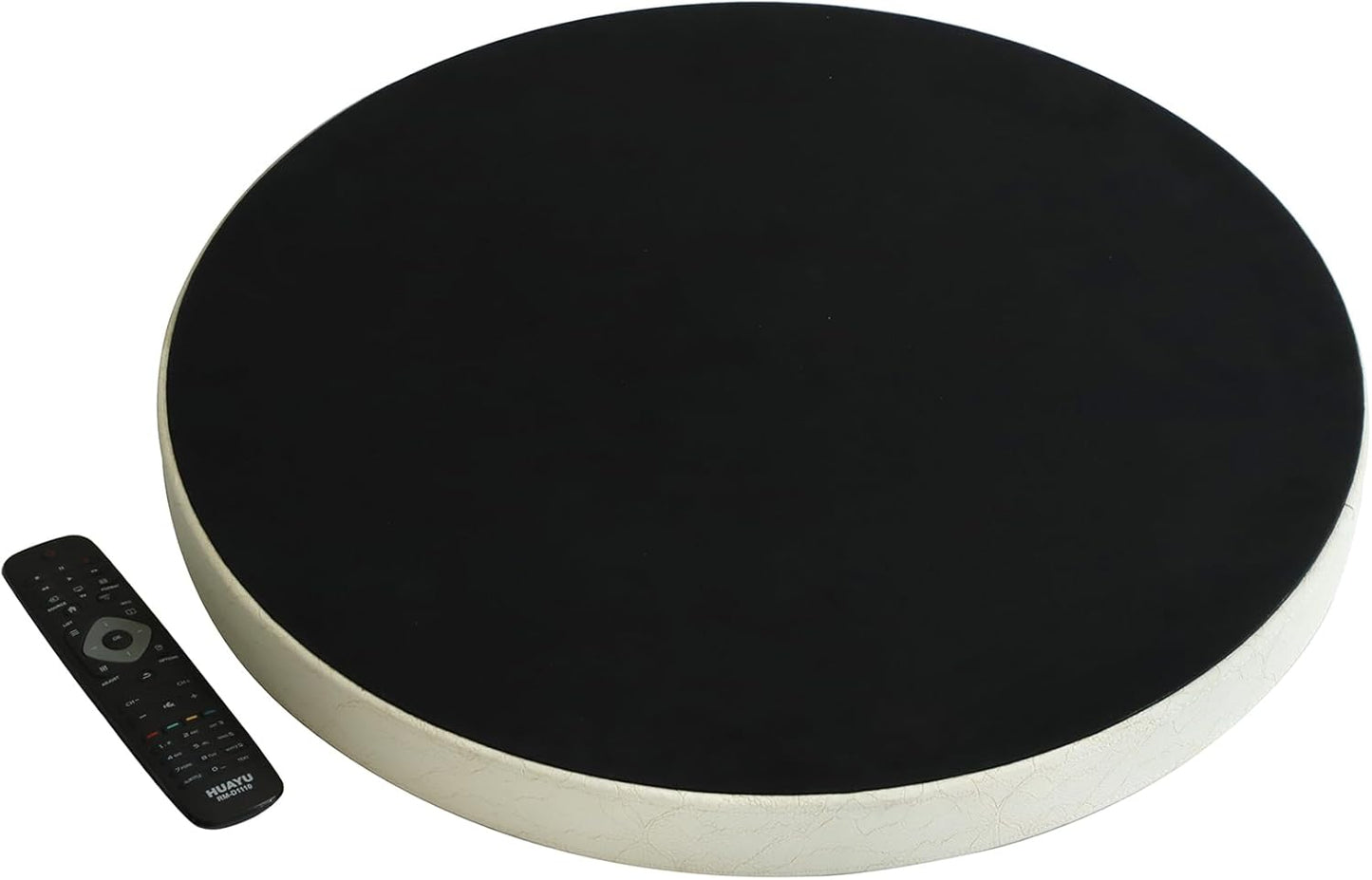 HofferRuffer Round Serving Tray 20'', Elegant Faux Leather Circle Ottoman Table Tray, Serve Tea Coffee Breakfast in Bedroom Living Room Kitchen (Brown)