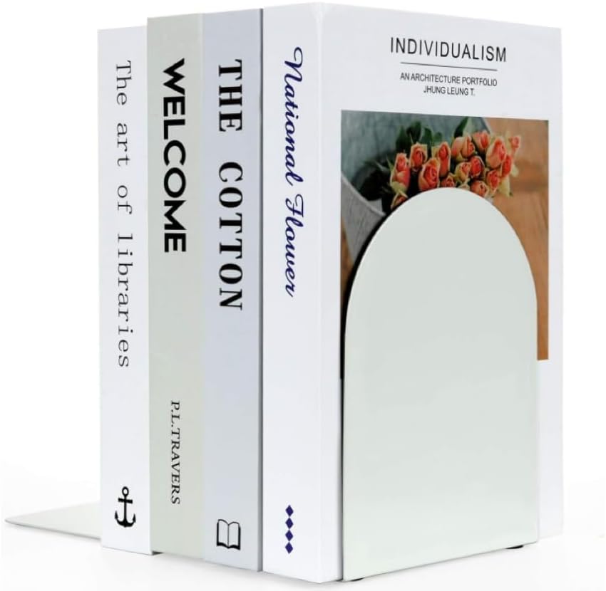 Lulonpon 16 Pieces Book Ends, Bookends, Books Stand, Metal Bookend for Shelves, Black Book Ends for School, Library, Desktop Organizer
