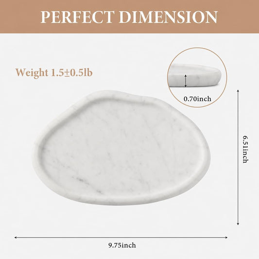 Koville Luxurious Natural Marble Vanity Tray, Cloud Shape Serving Stone Key Tray for Home Decor, 10" x 7" Marble Storage Trays for Bathroom, Stone Plate Holder for Perfume, Candle and Jewelry