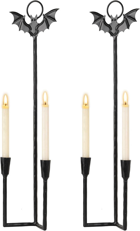 Wall Sconce Candle Holder Metal Hanging Wall Decorations for Home,Living Room, Bathroom, Dining Room, Set of 2(Black