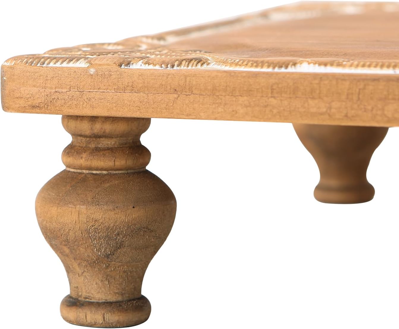 NIKKY HOME Farmhouse Risers Display Stands, Rustic Wood Pedestal Decorative Tray, Centerpiece Decor for Coffee Bar Table, Kitchen Counter, Dining Room