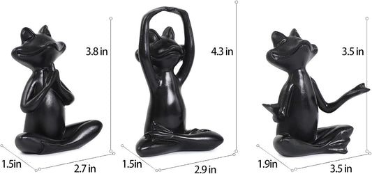 Suoedd Gold Frog Figurines Yoga Decor 3.7In Set of 3 –Frog Yoga Statues for Modern Living Room Desk Table Home Office Bookshelf Shelves Sculptures Decor,Gifts for Mom Women