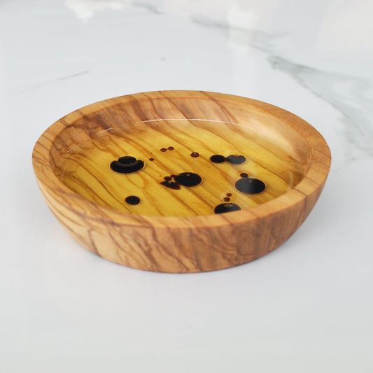 Naturally Med Olive Wood Dipping Bowl, Round, 3.5" L x 3.5" W