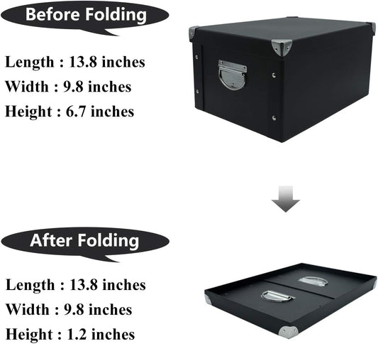 GUOZI Collapsible Storage Box, Decorative Memory Box with Lid & Metal Reinforced Corners, Cardboard File Bin with Handles, Organizer Gift Box for Keepsake Toy Photos Office Nursery Wardrobe Bookshelf