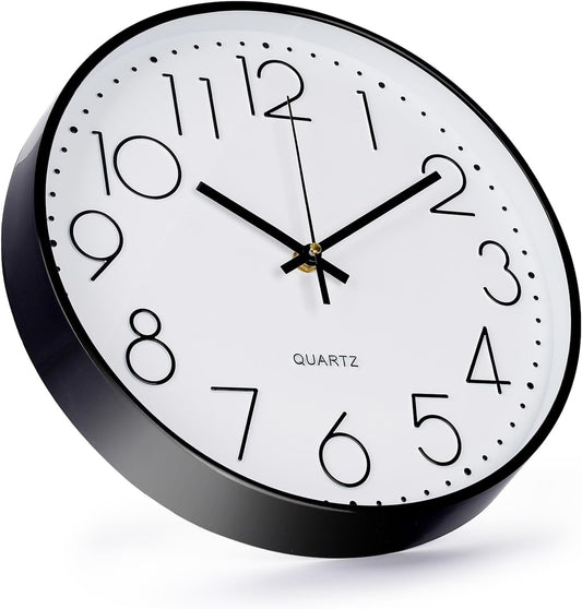 Wall Clock 12 Inch Non-Ticking Silent Modern Simple Style Round Decor Clock Gold Stereoscopic Dial Quartz Wall Clocks for Home/Office/School/Living Room/Bedroom/Kitchen