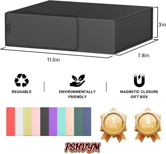 PSHVYM Gift Boxes with Lids, 11.5x7.8x3 In Forest Green Gift Box for Presents Magnetic Closure for T-Shirts, Gloves, Scarves, Books, Baby Clothes, Robes Clothing Gift Wrap, Contains Card, Ribbon