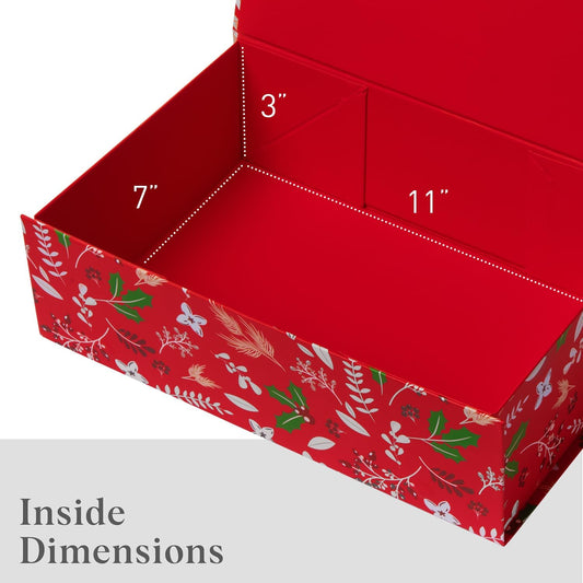 Luxury Keepsake Gift Box | Gold Floral Decorative Boxes with Magnetic Lids for Presents, Wedding Memory Box, and Bridal Gifts. 11.5" x 7.5" x 3.5"