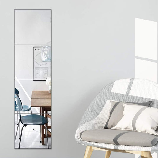 Ruomeng Home Gym Mirrors 12 Inch x 12Pcs Wall Mounted Mirror Glass Frameless Full Length Mirror Tiles for Home Gym, Bedroom, Door & Bathroom