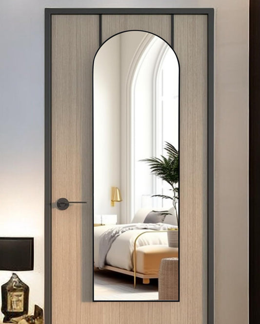 KOMCOTE Full Length Floor Mirror, 82x42 Inch Oversized Arched Standing Mirror in Black for Bedroom, Living Room, Dressing Room - Elegant Freestanding Leaning Mirror Decor