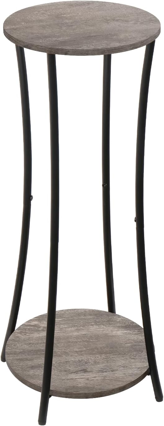 YINMIT Plant Stand Indoor,2 Tier Round Potted Holder Rack,Flower Pot Stand Shelf,Round Supports Rack,Corner Plant Shelf for Balcony Garden Patio Living Room,Brown