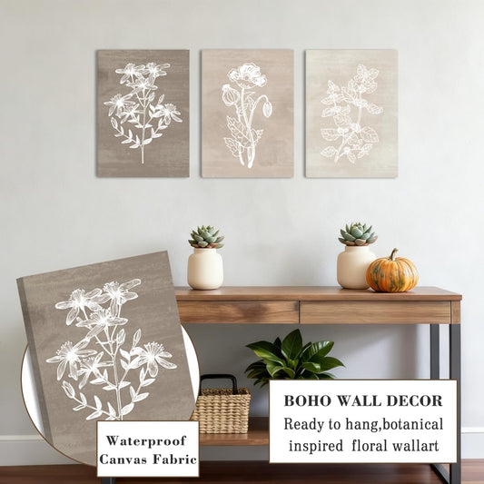 BINCUE Beige Neutral Canvas Wall Art Framed Geometric Abstract Wall Decor Mid Century Modern Artwork Wall Decor for Living Room Bedroom Office 16"x24" Set 3 Gift - Colors A