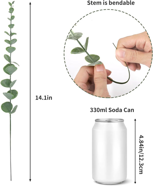 CEWOR 80pcs Artificial Eucalyptus Stems Fake Eucalyptus Leaves Stems Real Touch Leaf Branches for Flower Bouquet Wedding Easter Centerpiece Spring Home Office Decor