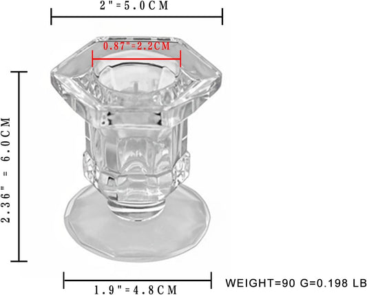Candlestick Holders - 6 Pack Glass Candlestick Holders, 2.36" Height Clear Taper Candle Holders for Candlesticks, Small Centerpiece for Wedding, Festival, Party Decor (6, Clear)