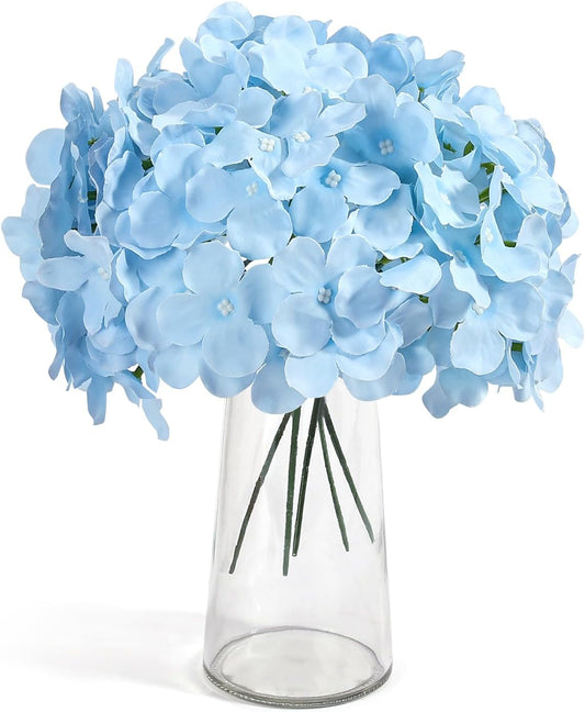 Auihiay 64 PCS Artificial Hydrangea Flowers, Silk Hydrangea Full Flowers Heads with Stems for Wedding Centerpieces, Home, Garden, Baby Shower, Party Decoration (Ivory)