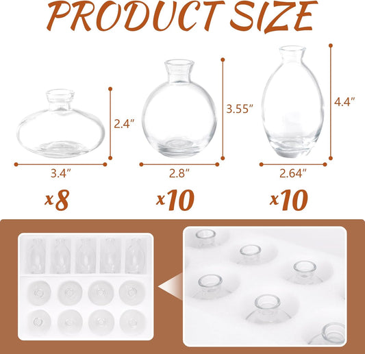 Glass Bud Vase Set of 28 Pcs for Rustic Wedding Centerpieces and Home Decor, Small Glass Vases for Flowers, Mini Bud Vase Set,Vintage Vases for Centerpieces