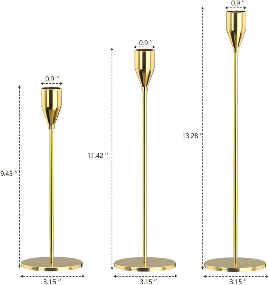 Matte Black Candle Holders Set of 3 for Taper Candles, Decorative Candlestick Holder for Wedding, Dinning, Party, Fits 3/4 inch Thick Candle&Led Candles (Metal Candle Stand)