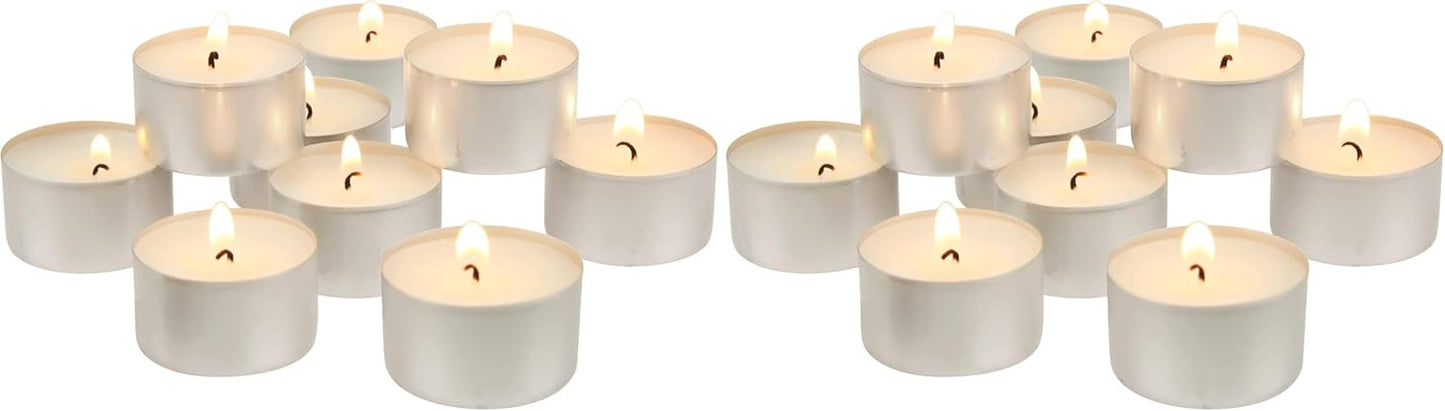 Stonebriar Unscented Long Burning White Tealight Candles, Bulk Pack, 6-7 Hour Burn Time, Smokeless Tealights for Parties, Weddings, Home, 100 Count