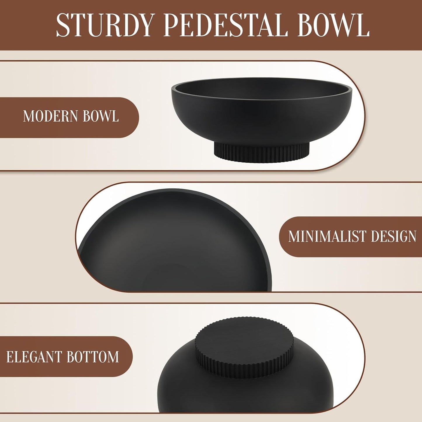 Deobath Large Resin Pedestal Decorative Bowl - Modern Handicraft Bowls for Home Decor - Fruit Bowl for Kitchen Counter - Key Bowl for Entryway Table,Artificial Stone Beige
