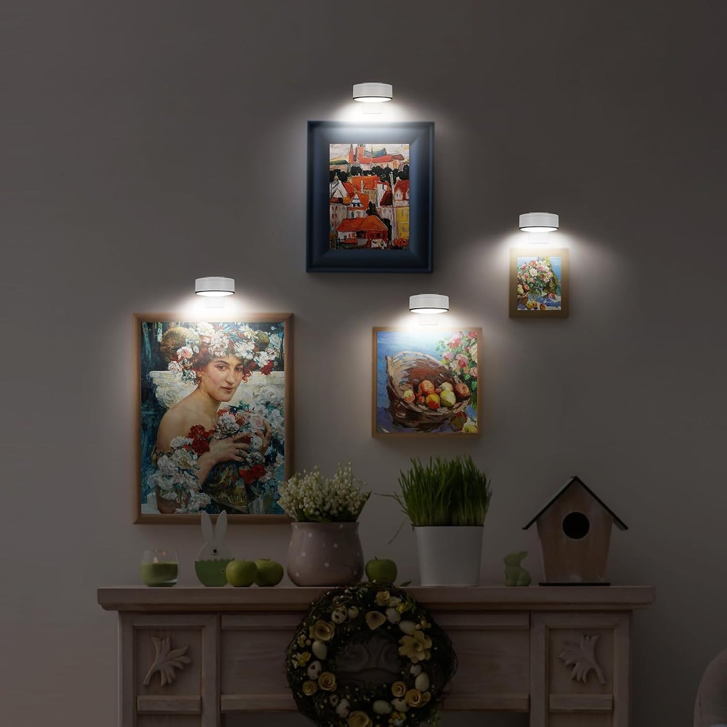 Arixinks 3PACK Picture Light Battery Operated with Remote, Painting Light for Wall Art with 3 Lighting Colors Dimmable, LED Art Display Accent Light on Wall for Poster Dartboard Frame Portrait Black