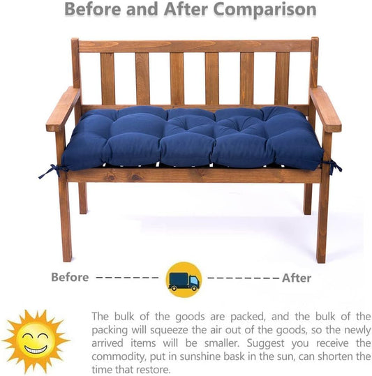 Waterproof & Sun-Resistant Outdoor Bench Cushion - Universal Fit for Patio Chairs, Swing Seats.Lounger Seat Cushions Outdoor Loveseat Bench Seat Pads (Navy,39.4 X 19.7 Inch)
