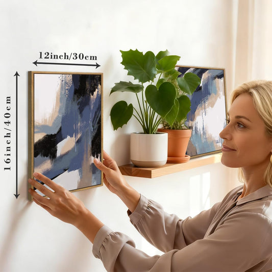 BINCUE Beige Neutral Canvas Wall Art Framed Geometric Abstract Wall Decor Mid Century Modern Artwork Wall Decor for Living Room Bedroom Office 16"x24" Set 3 Gift - Colors B