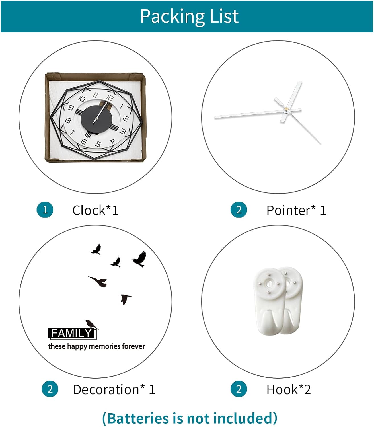 Modern Wall Clocks for Living Room Decor 12in Black Wall Clock Silent Non-Ticking Quartz Battery Operated for Office Kitchen Bedroom Bathroom Minimalist Small Clock Decoration Easy to Read