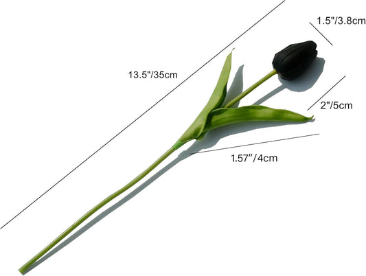 Mandy's White Artificial Tulips Flowers Centerpiece, 13.5" Lifelike PU Fake Floral Stems 20pcs for Kitchen Island & Dining Table, Spring Decor for Easter - Colors A