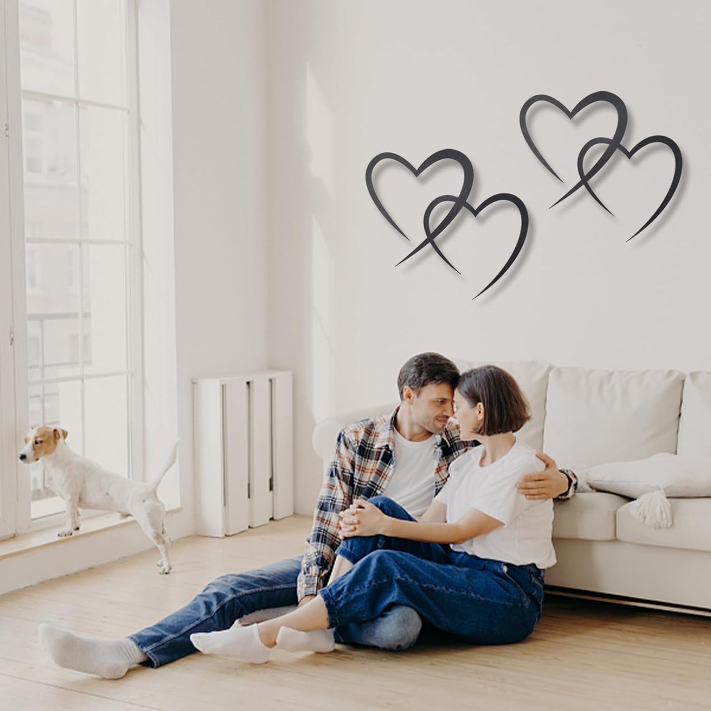 OYEFLY Infinity Heart Metal Wall Decor,Infinity Heart Wall Decor for Room Living,Wedding Decor (Black, style3 11.4 x 10.7in)