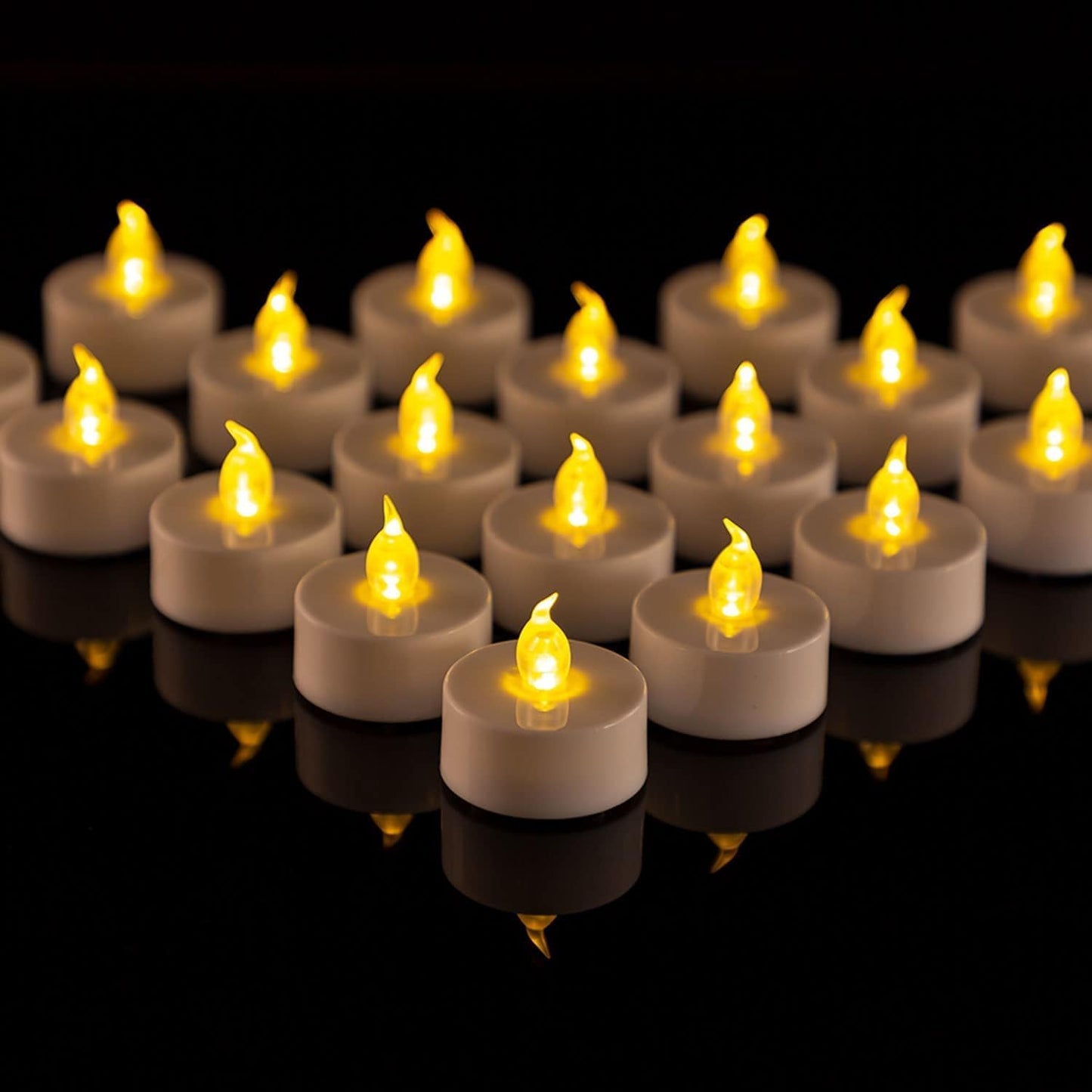 Battery Operated LED Tea Lights: 24PACK Flameless Votive Candles Lamp Realistic and Bright Flickering Holiday Gift Long Lasting 200Hours for Seasonal & Festival Celebration Warm White