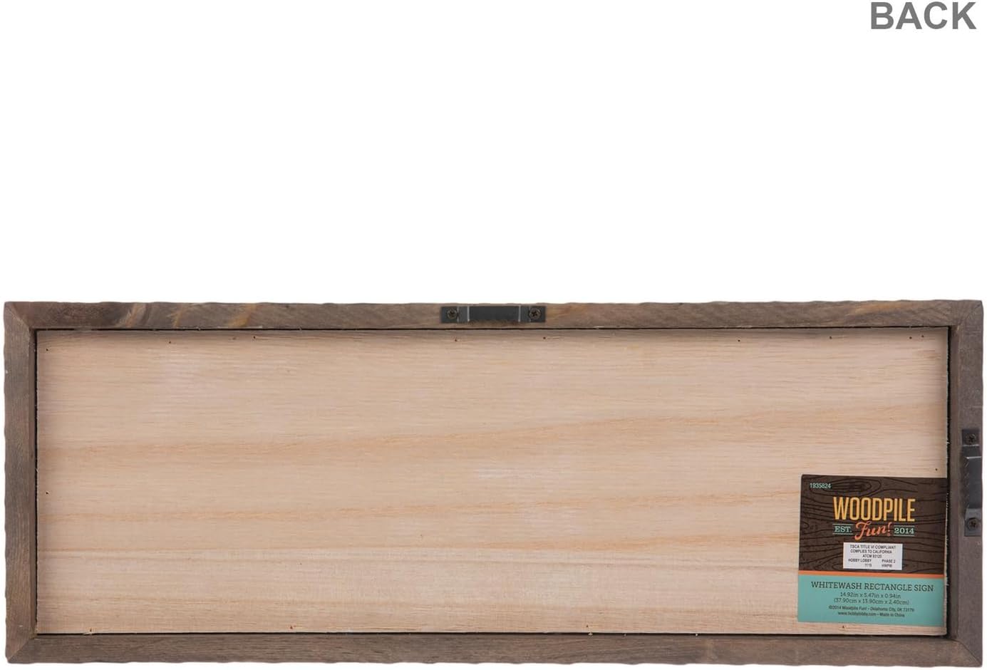 Hobby Lobby Unfinished Rustic Wood Wall Decor Sign, 14 7/8" x 5 1/2" inches (37.78 x 13.97 cm), Whitewash Interior, Brown Frame, DIY Craft Project
