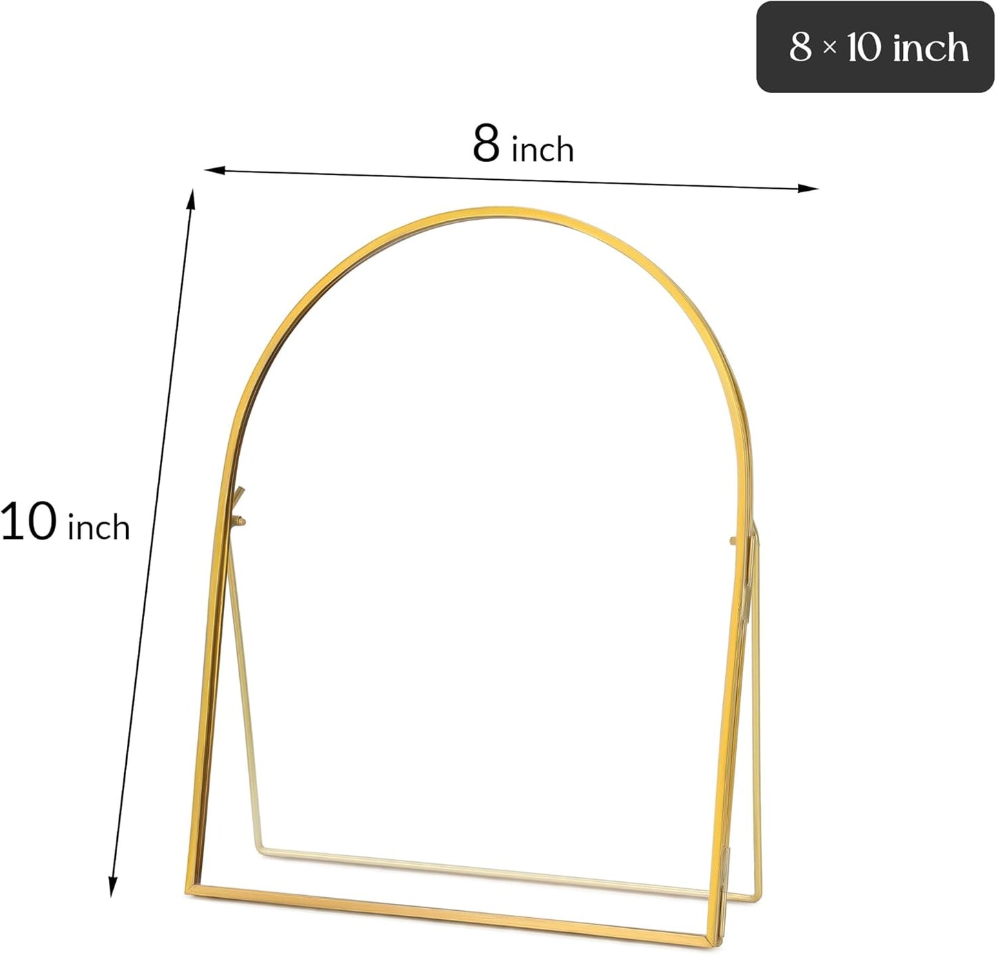 REDHUGO Double Glass Frame for Pressed Flowers Handmade, Metal Floating Picture Frame for Pressed Flower, Tabletop Display, Brass, ArcShaped, Black, 4x6 inches (FRAME ONLY)