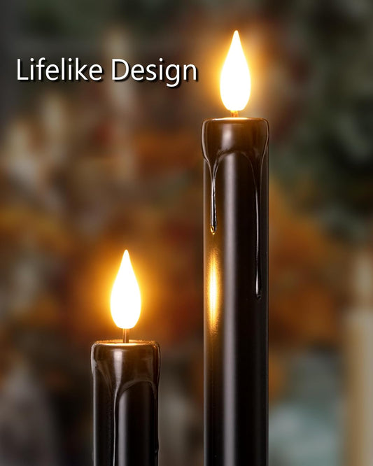 Homemory 2/3/6 Pack Flameless Taper Candles, No Remote, Realistic Flickering Battery Operated Candlesticks, Ivory LED Plastic Candle Safe for Weddings, Table Decor, Christmas, and Halloween(Set of 2)