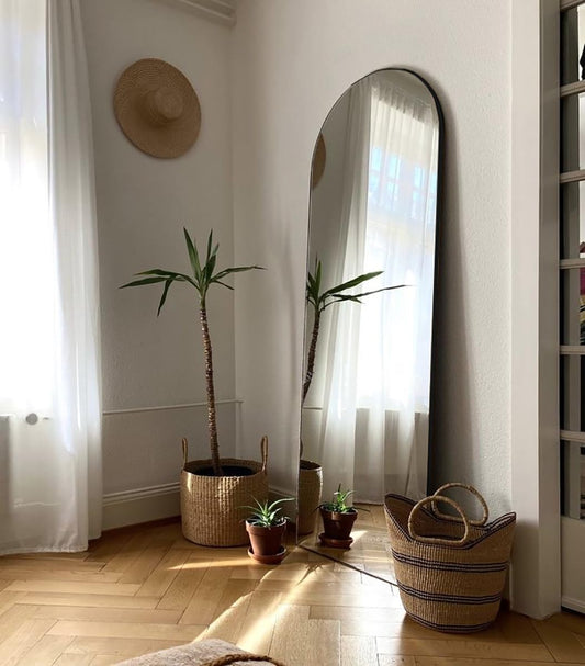 Mirror Full Length, 71"x26" Arched Full Length Mirror, Arch Mirror with Stand, Large Standing Mirrors, Oversized Full Body Mirrors with Aluminum Frame for Bedroom, Living Room (White)