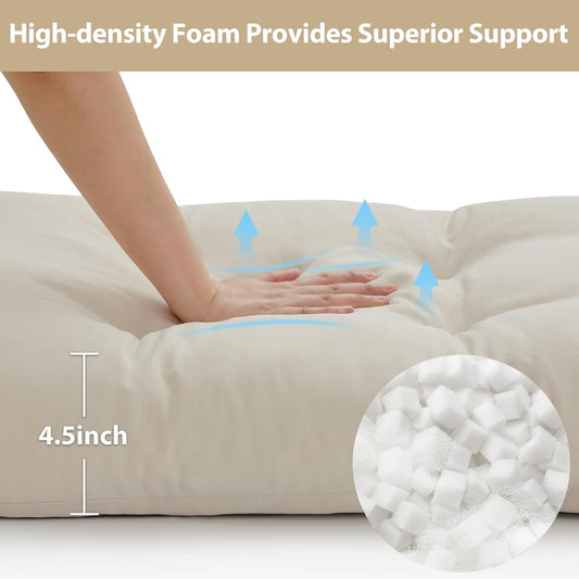42 Inch Bench Cushions for Indoor Furniture, Super Soft Rectangle Bench seat Cushion Pad with Non-Slip Bottom, Waterproof Bench Pad for Window Porch(Beige, 42x16x4.5 Inch)