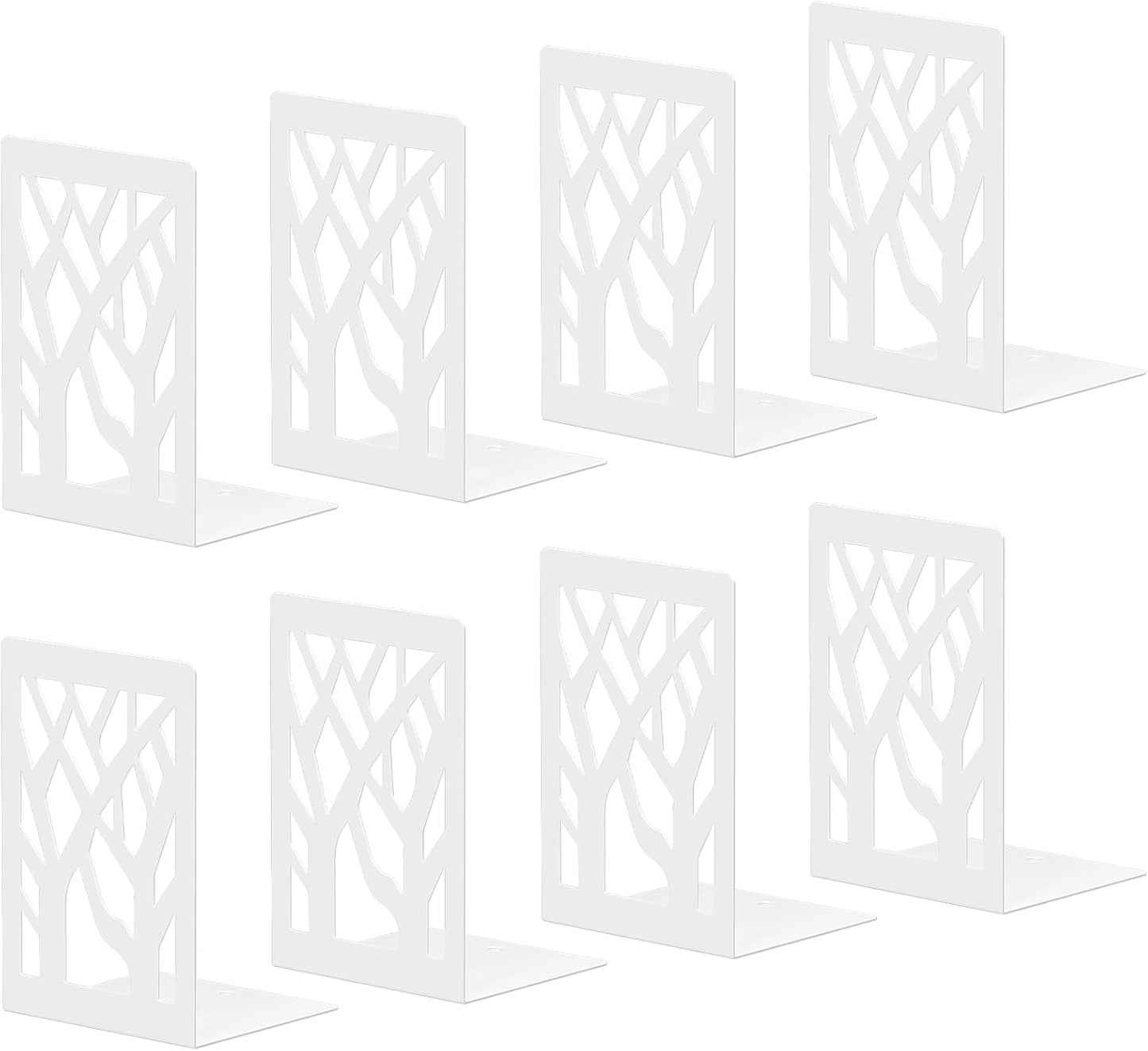Bookends 4 Pieces, Tree Design Modern Metal Bookends for Shelves, Black Tree Book Ends Decorative Book Organizer for Desk, Decorative Shelve Book Stopper for Home Office