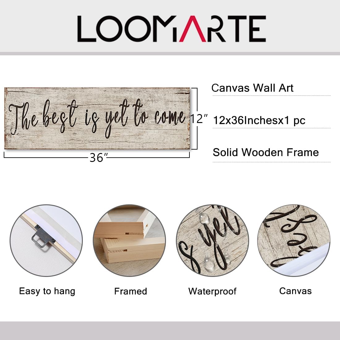 Quotes Wall Decor Enjoy the Little Things Sign Family Wall Signs Canvas Prints Rustic Wooden Wall Art Wood Pictures for Living Room Bedroom Office Home Decor, 6 X 17 Inch Framed