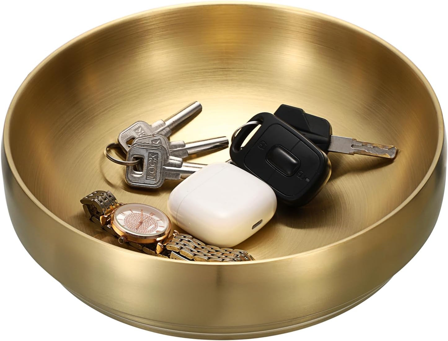 Key Bowl for Entryway Table Decorative Key Dish for Organizing Tabletop Catch All Bowl Gold Fruit Bowls for Kitchen Counter, Coffee Table,7.4 Inches
