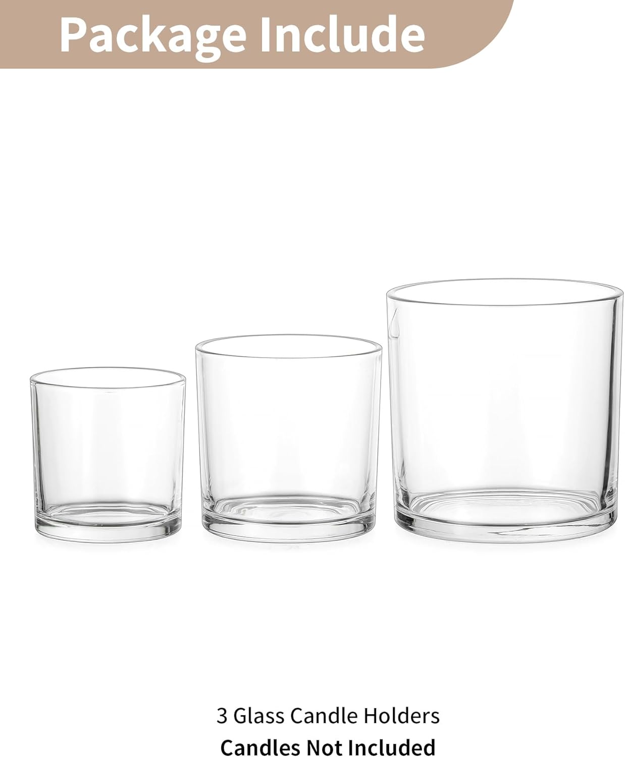 NUPTIO Hurricane Glass Candle Holders: Set of 3 Thick Glass Large Pillar Candle Holder - Clear Vases for Wedding Table Centerpieces Decor
