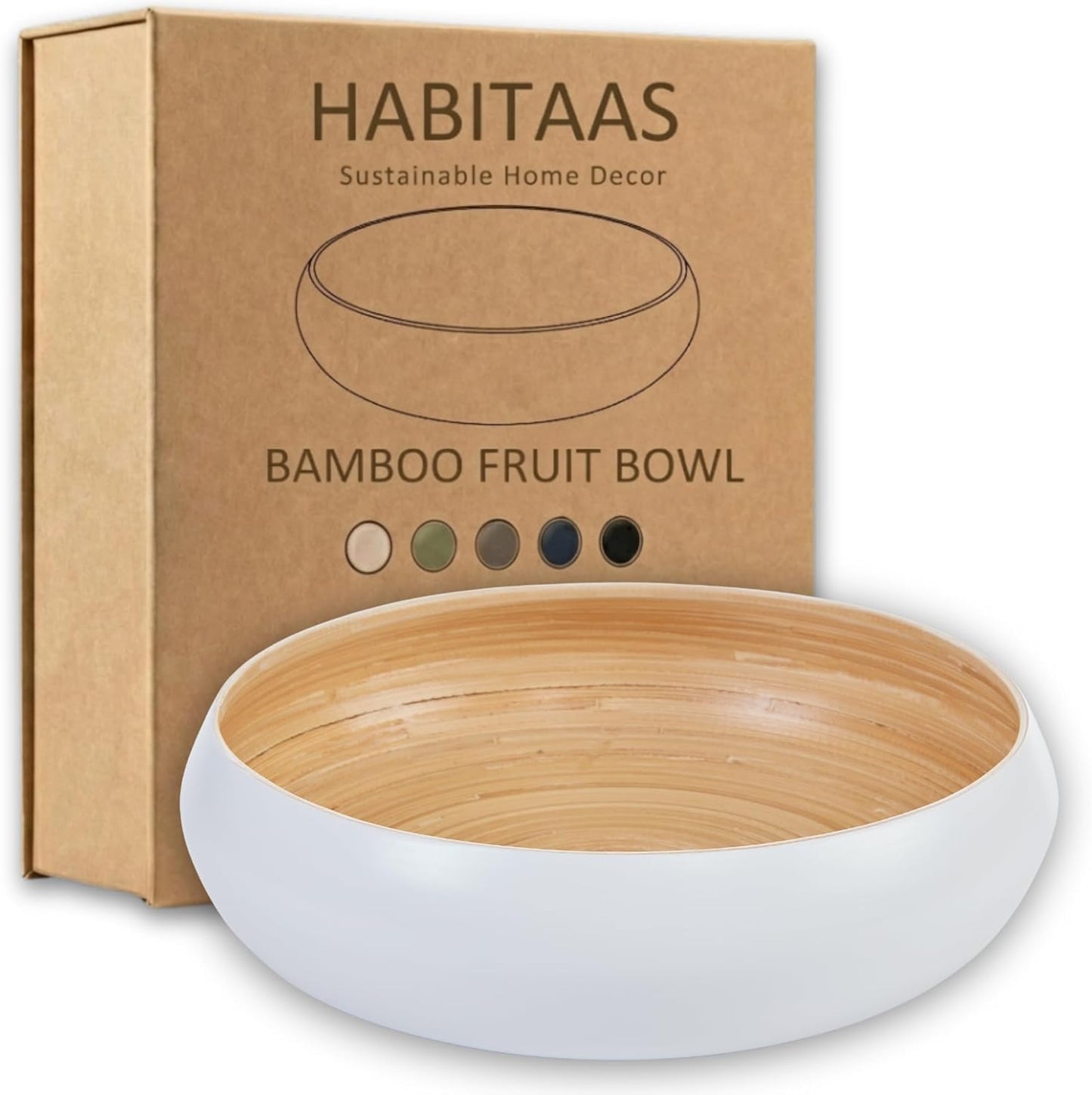 Fruit Bowl for Kitchen Counter – Handmade Spun Bamboo, Large 11.75" Fruit Basket, Eco-Friendly Decorative Serving Bowl for Home Decor, Produce Storage & Centerpiece (Gray)