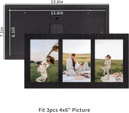 YESKAY 4x6 Picture Frame Collage for Wall Decor, Multiple Photo Collage Frames with Tempered Glass, 7-Opening for 4 x 6 Picture Frames, Rustic Brown, 1 Pack