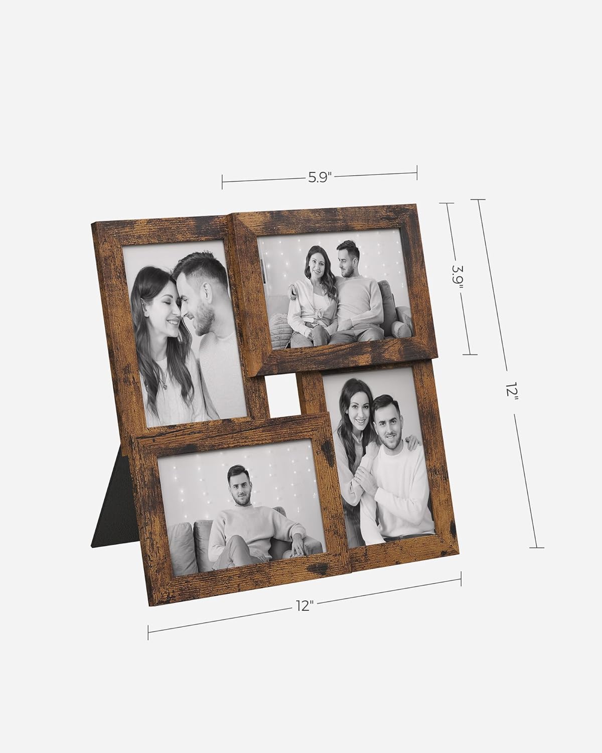 SONGMICS Collage Picture Frames, 4x6 for Wall Decor, Multi Family Photo for Gallery Decor, Hanging Display, Set of 4, Ink Black URPF25BK