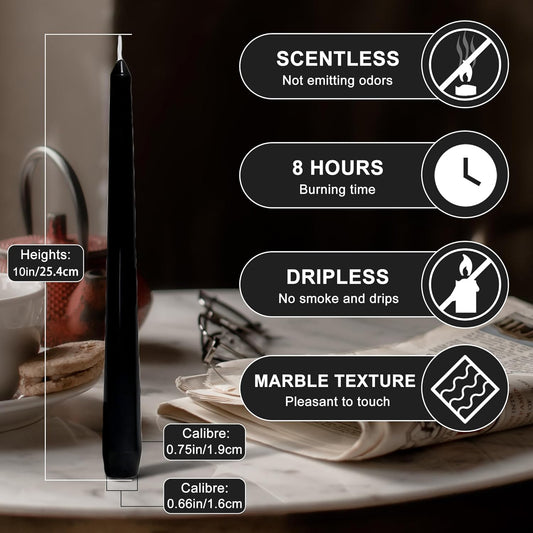 4 Pack White Taper Candles丨Taper Candles 10 Inch Dripless丨Unscented & Smokeless Candlesticks Bulk丨7-8 Hours Long Burning Tall Candles丨Ideal for Christmas Weddings Parties Dinner