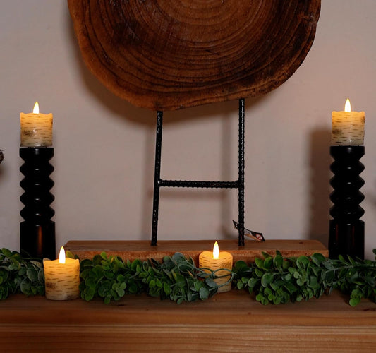 Homemory Flameless Votive Candles with Timer, 2" x 2" Real Wax, 400+Hour Realistic Black Wick Battery Operated Candles, Set of 6 for Wedding, Party and Holiday Decoration (Battery Included)